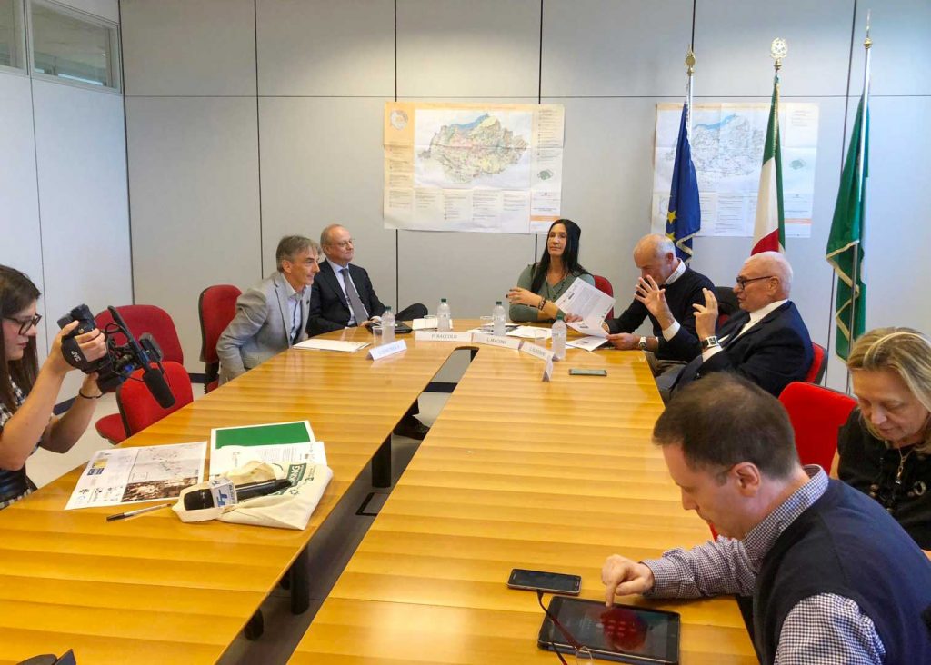 Autorités présentes à la conférence de presse sur la transhumance et le showcooking en octobre 2019 à Bagolino