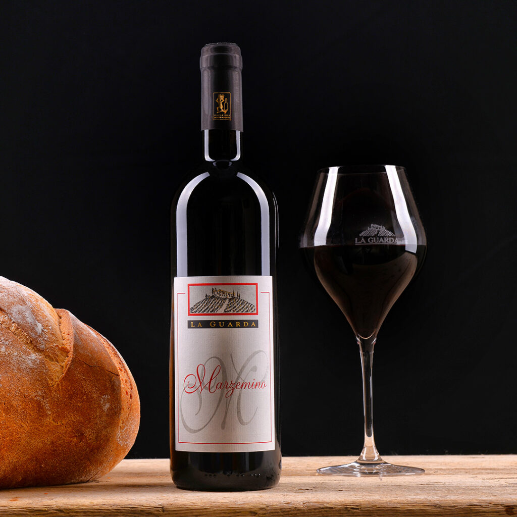 Bottle of Marzemino red wine from the La Guarda farm